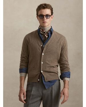 Gutteridge Lambswool-Kaschmir-Strickjacke Mit Knöpfen - Braun