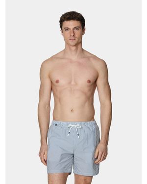 Gutteridge Badeanzug Aus Gestreiftem Seersucker - Blau