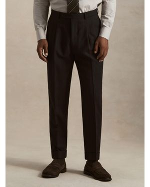 Gutteridge Pantalones De Pinzas De Pura Lana De Espiga - Negro