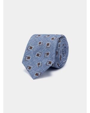 Gutteridge Gemusterte Wollkrawatte - Blau
