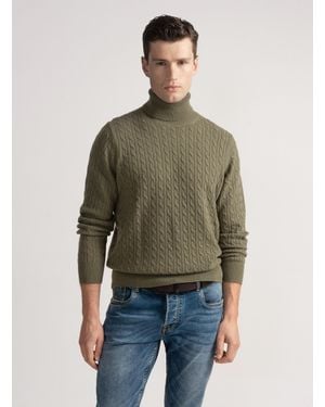 Gutteridge Hochgeschlossener Pullover Mit Kaschmirwollborte - Grün
