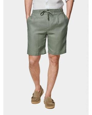 Gutteridge Bermudashorts Aus Reinem Leinen Mit Gummiband - Grün