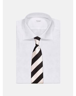 Gutteridge Corbata De Seda De 5 Pliegus Con Patròn De Regimiento, Talla - Blanco