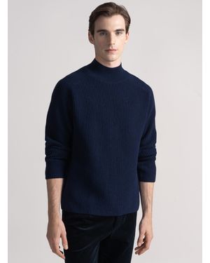 Gutteridge Rippstrickpullover Aus Wollmischung - Blau