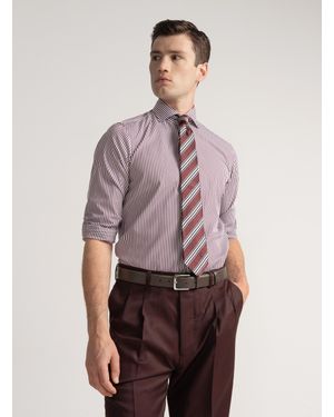 Gutteridge Camisa De Popelina De Algodón A Rayas - Morado