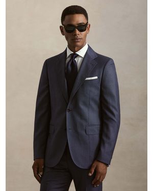 Gutteridge Americana De Traje De Pura Lana Ojo De Perdiz Vitale Barberis Canonico - Azul