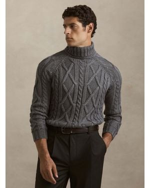 Gutteridge Punto De Cuello Alto De Punto Trenzado En Mezcla De Lana - Gris