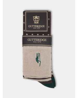 Gutteridge Calcetines Largos De Lunares Y Rayas Con Bordado, Talla - Negro
