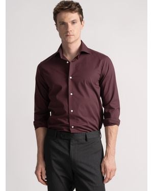 Gutteridge Camisa De Popelín De Algodón Elástico - Rojo
