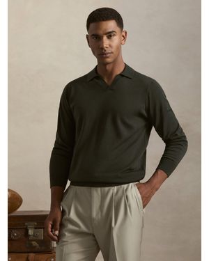 Gutteridge Langarm-Poloshirt Aus Merinowolle Mit Offenem Kragen - Braun