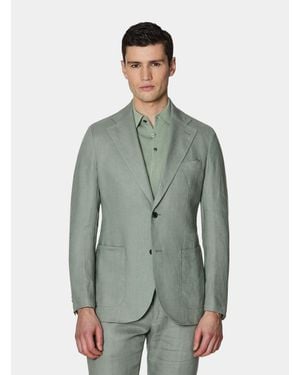 Gutteridge Americana De Traje De Puro Lino - Verde