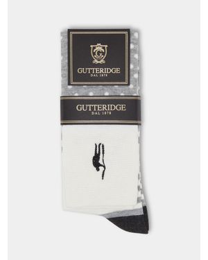 Gutteridge Gestreifte Und Gepunktete Lange Socken Mit Stickerei - Weiß