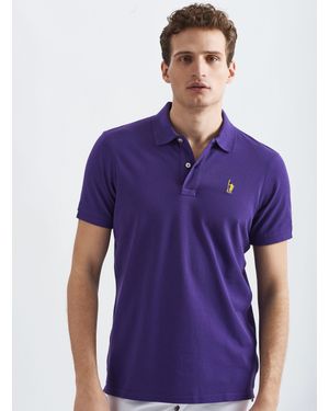 Gutteridge Polo Clásico De Piqué De Algodón Con Bordado, Talla - Morado