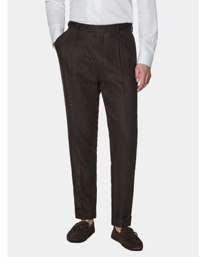 Gutteridge Pantalón De Lino Puro Con Doble Pinza - Negro