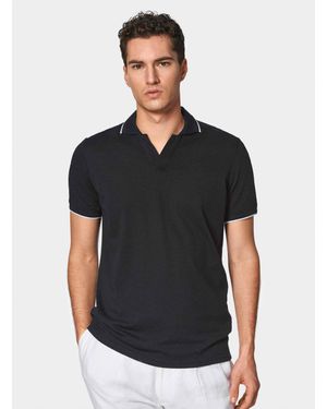 Gutteridge Gt01 Knopfloses Stretch-Piqué-Poloshirt - Schwarz