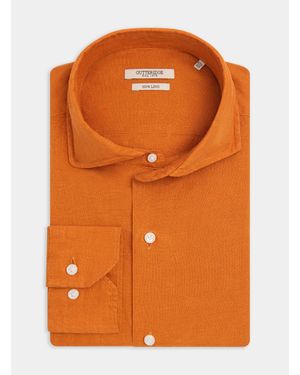 Gutteridge Camisa De Cuello Francés De Lino Puro, Talla - Naranja