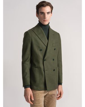 Gutteridge Americana De Franela De Doble Botonadura - Verde