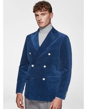 Gutteridge Americana De Terciopelo De Doble Botonadura Duca Visconti Di Modrone, Talla - Azul
