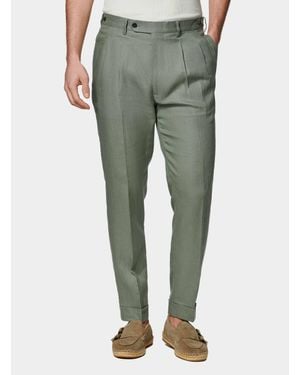 Gutteridge Pantalón De Lino Puro Con Doble Pinza, Talla - Verde
