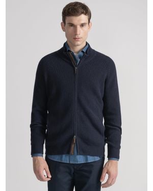 Gutteridge Raglan-Strickjacke Aus Merinowolle Mit Reißverschluss - Blau