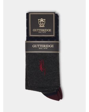 Gutteridge Gestreifte Und Gepunktete Lange Socken Mit Stickerei - Schwarz