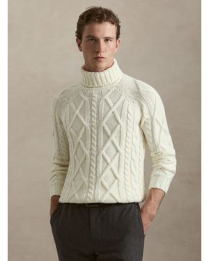 Gutteridge Rollkragenpullover Im Zopfmuster Aus Wollmischung - Natur