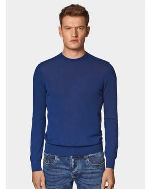Gutteridge Pullover Mit Rundhalsausschnitt Aus Baumwolle Und Seide - Blau