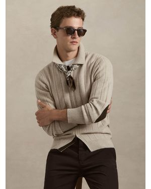 Gutteridge Full-Zip Pullover Aus Wolle-Kaschmir Mit Flachrippe - Natur