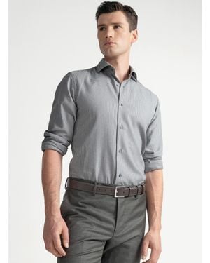 Gutteridge Camisa De Franela De Algodón Y Lana Microdiseñada - Gris