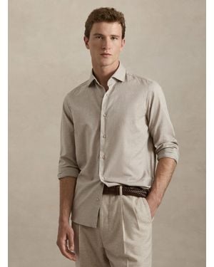 Gutteridge Camisa De Franela De Algodón De Espiga - Neutro