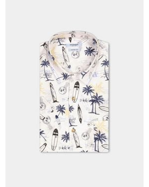 Gutteridge Camisa Con Estampado Hawaiano Y Cuello De Boliche - Blanco