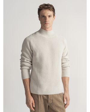 Gutteridge Rippstrickpullover Aus Wollmischung - Natur