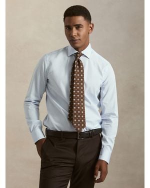 Gutteridge Camisa De Rayas En Popelín De Algodón - Azul