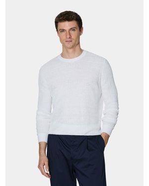 Gutteridge Rundhals-Rippstrickpullover Aus Reinem Leinen - Weiß