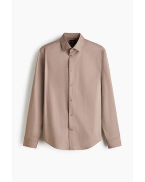 H&M Chemise Stretch Slim Fit - Neutre