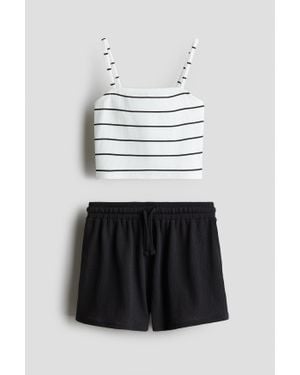 H&M Ensemble 2 Pièces Avec Top À Bretelles Et Short - Blanc