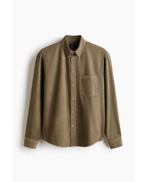 H&M Chemise Regular Fit En Velours Côtelé - Vert