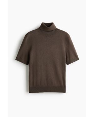 H&M Top Col Roulé En Maille Fine - Marron