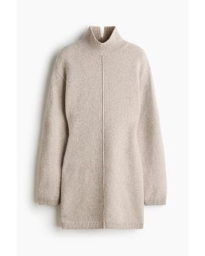 H&M Robe En Maille Avec Col Cheminée - Neutre