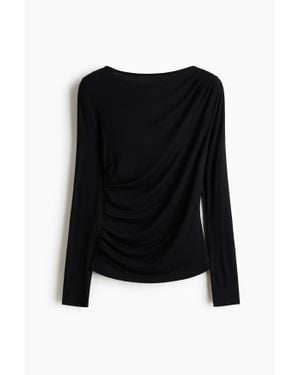 H&M Top En Viscose À Effet Drapé - Noir