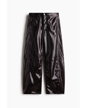 H&M Pantalon Barrel En Tissu Enduit - Noir