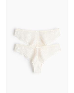 H&M Lot De 2 Culottes Brazilian En Dentelle - Blanc