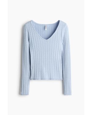 H&M Pull En Maille Torsadée De Viscose Mélangée - Bleu