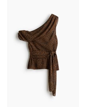 H&M Top asymétrique en mousseline - Marron