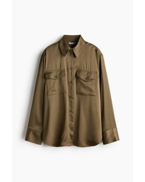 H&M Chemise Oversize En Satin - Vert