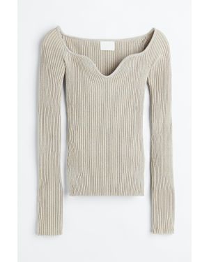 H&M Top Scintillant En Maille Côtelée - Blanc