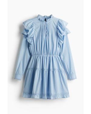 H&M Robe Volantée En Coton - Bleu