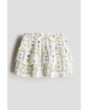 H&M Jupe À Étages Imprimée - Blanc
