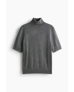 H&M Top Col Roulé En Maille Fine - Gris