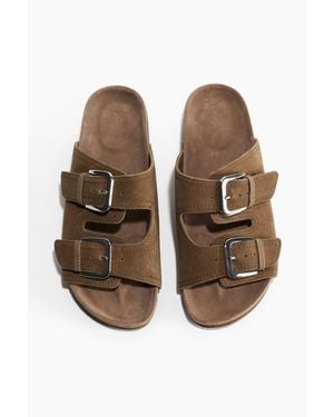 H&M Sandales en cuir velours - Marron